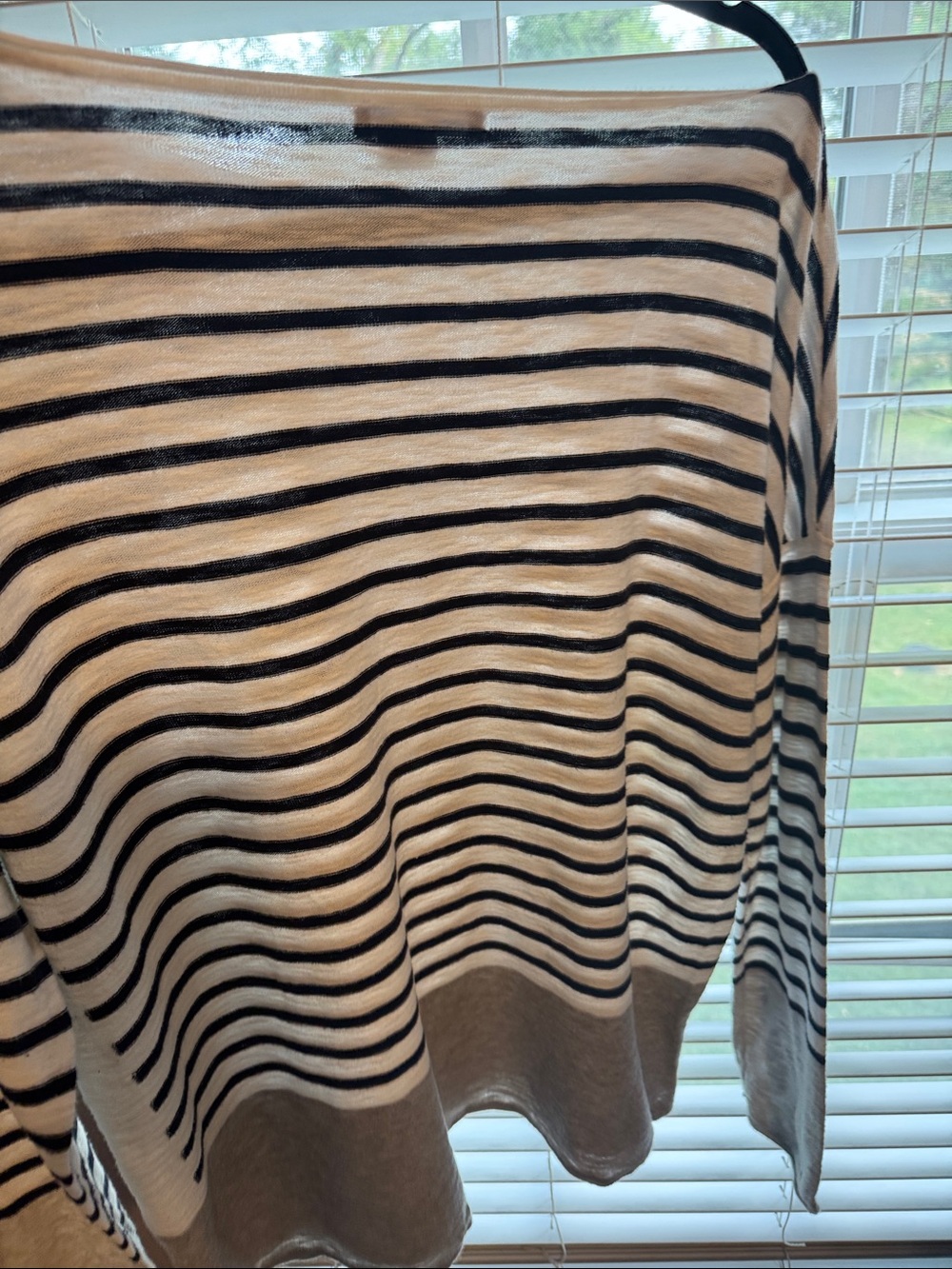 Vince Black & White Striped Crewneck Sweater with Gray Hem - Picture 3 of 3